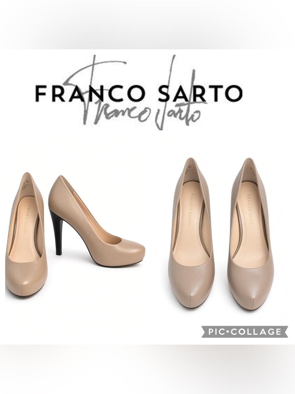 Franco Sarto Taupe Round-Toe High Heel Pumps